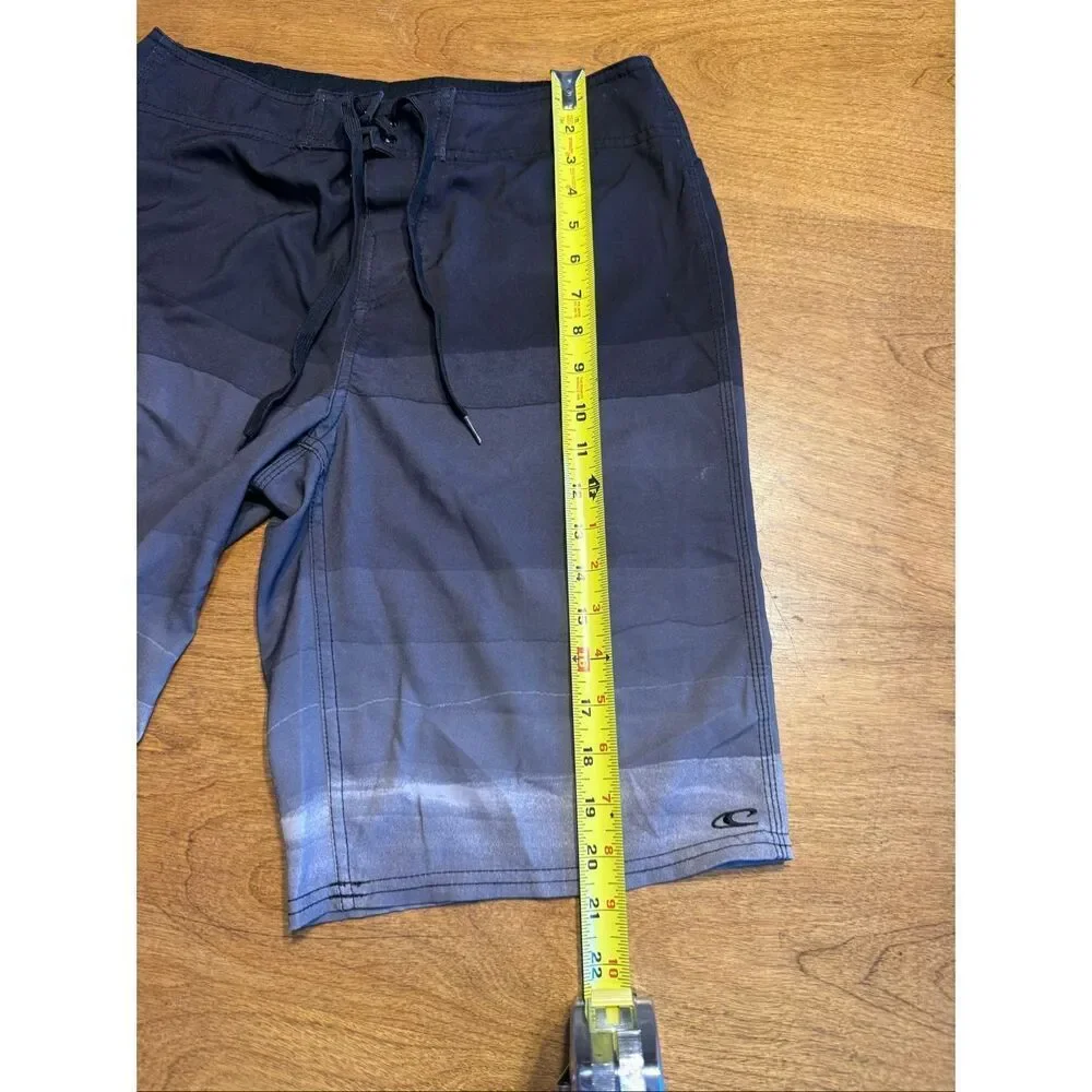 O'Neill Men's Ombre Wave Brisbane Ultrasuede Swim Board Shorts Blk Gray Size 29